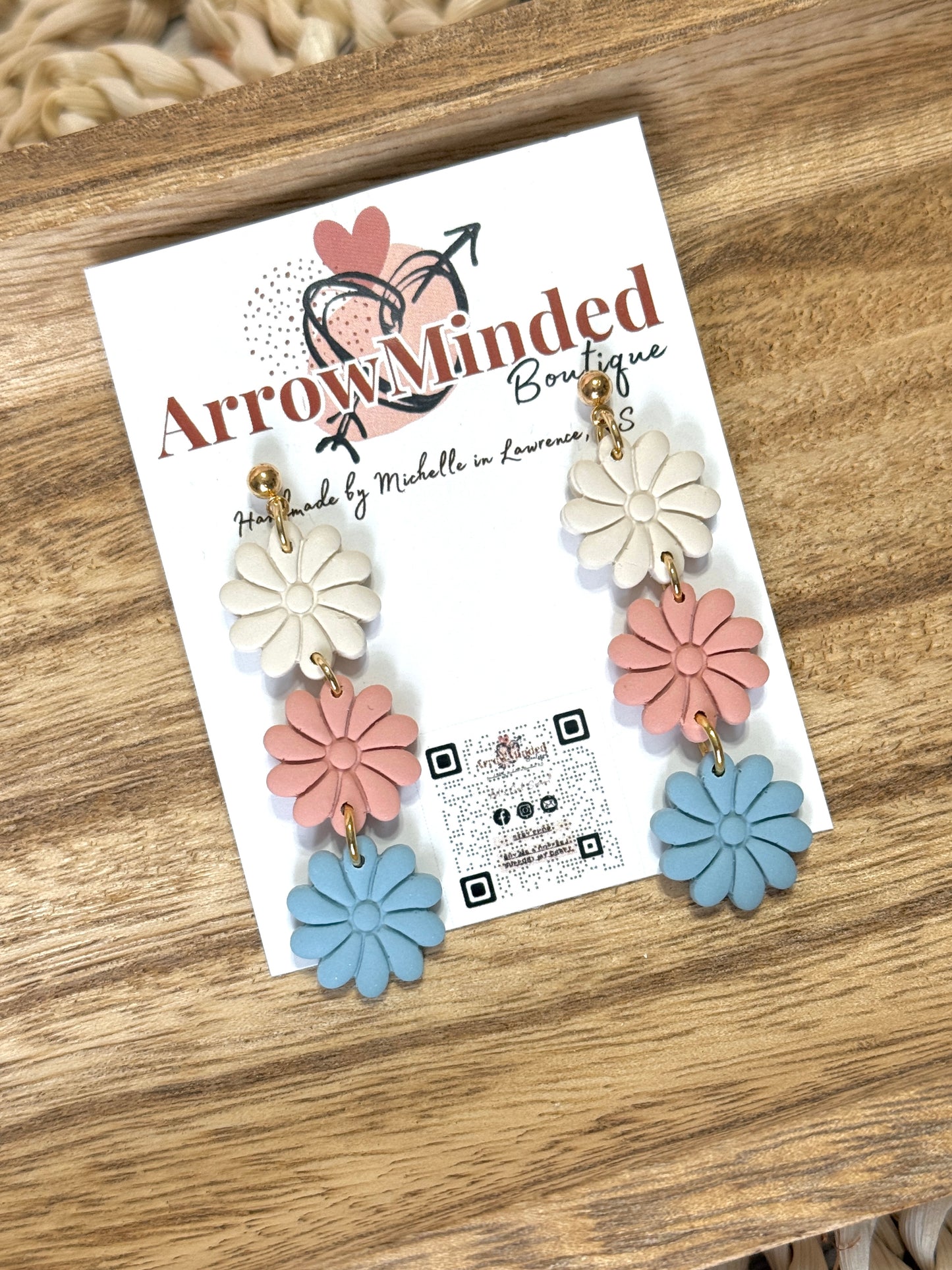 Handmade Clay & Bloom Flower Earrings