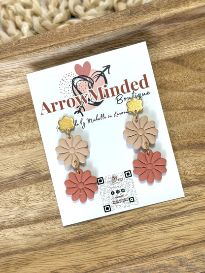 Handmade Clay & Bloom Flower Earrings