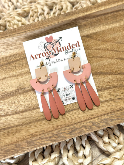 Handmade Clay & Bloom Arched Earrings