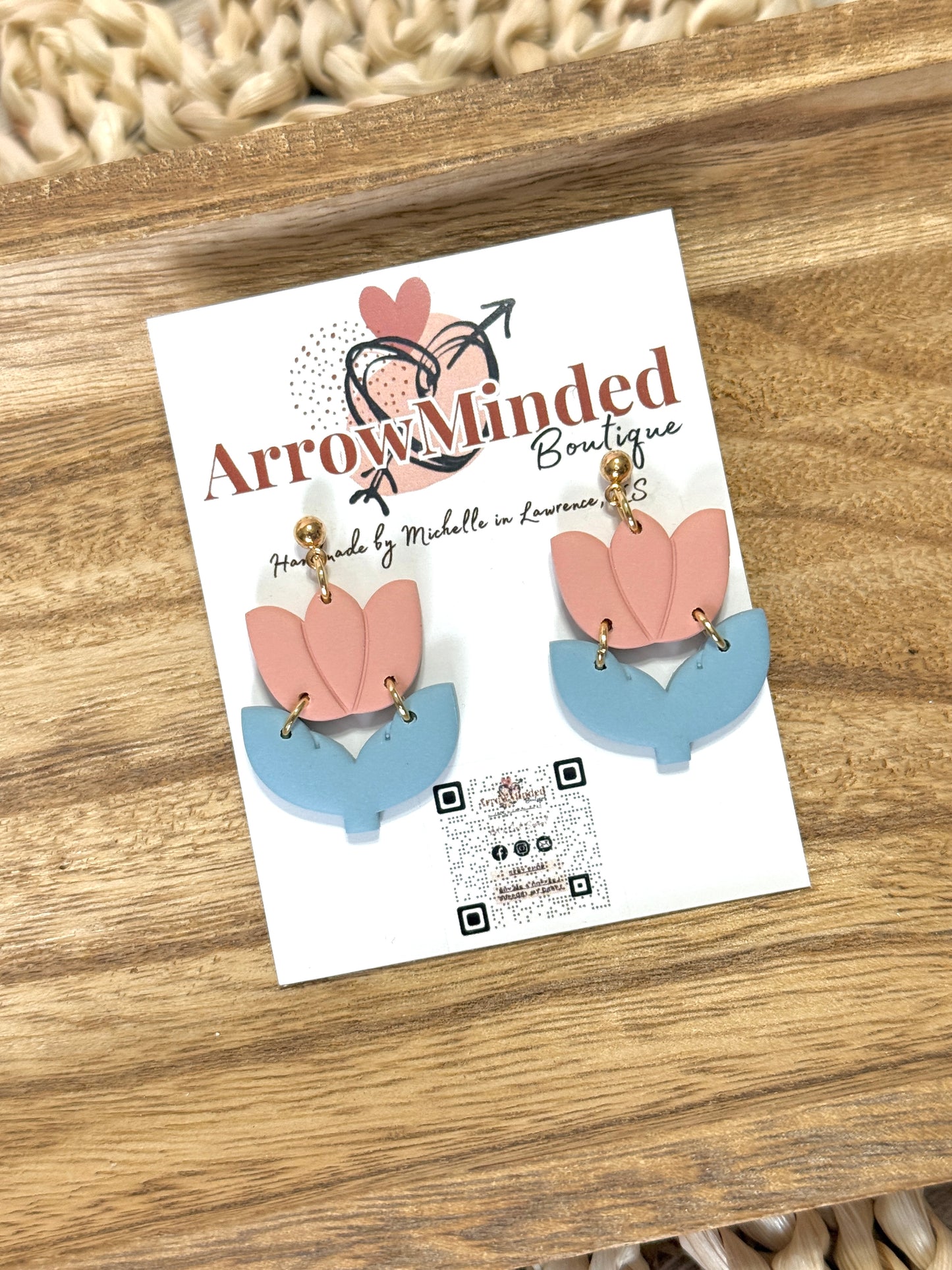 Handmade Clay & Bloom Tulip Earrings
