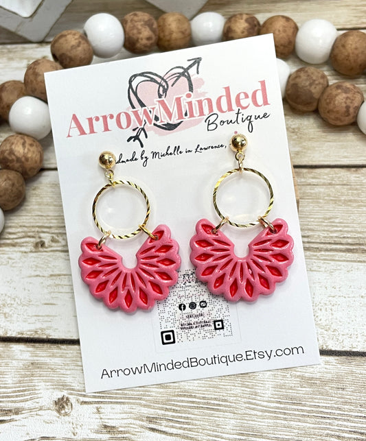 Handmade Boho Pink & Red Earrings