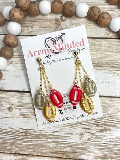 Handmade Kansas City Footballs Gold Post Earrings