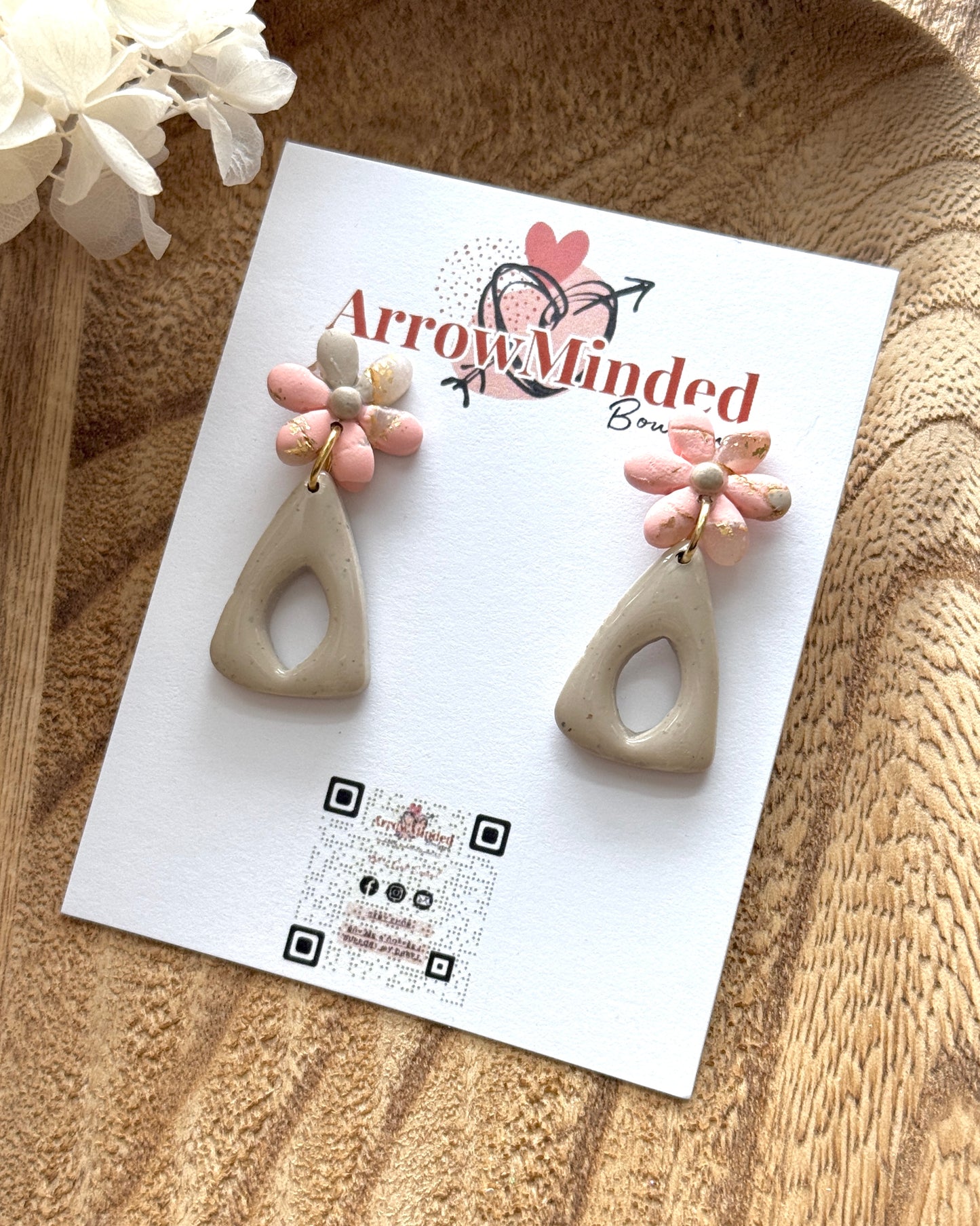 Handmade Pastel Petal's Peach & Gold Flower Earrings