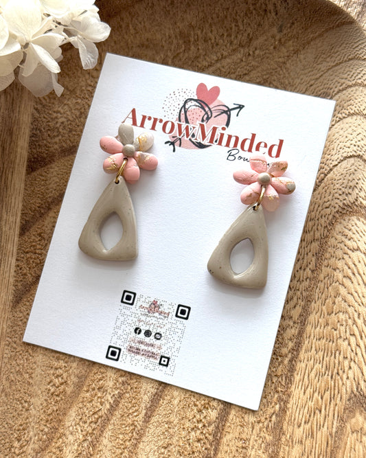 Handmade Pastel Petal's Peach & Gold Flower Earrings
