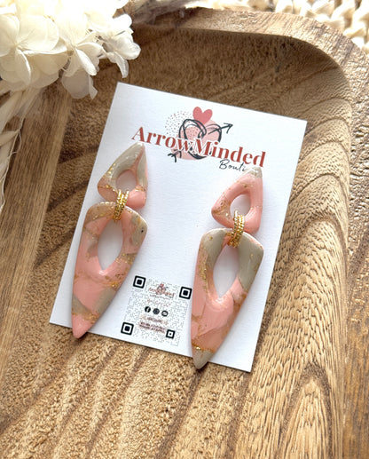 Handmade Pastel Petal's Peach & Gold Earrings
