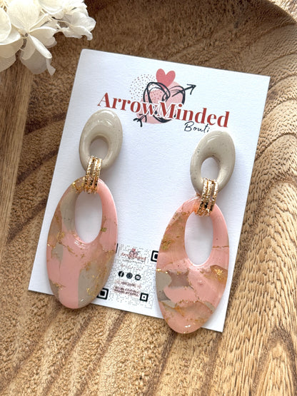 Handmade Pastel Petal's Peach & Gold Earrings
