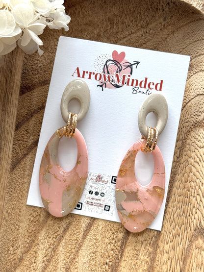 Handmade Pastel Petal's Peach & Gold Earrings