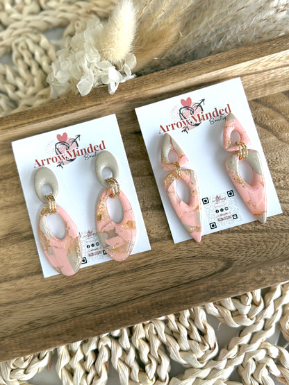 Handmade Pastel Petal's Peach & Gold Earrings