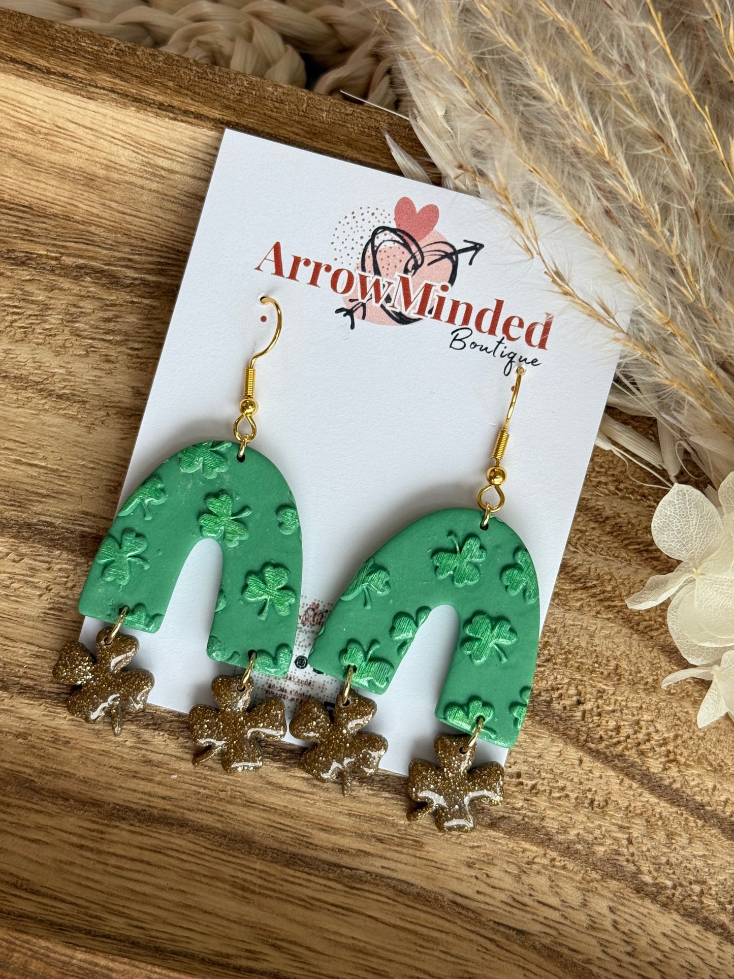 Handmade St. Patrick's Day Inspired Shamrock Arch Dangles