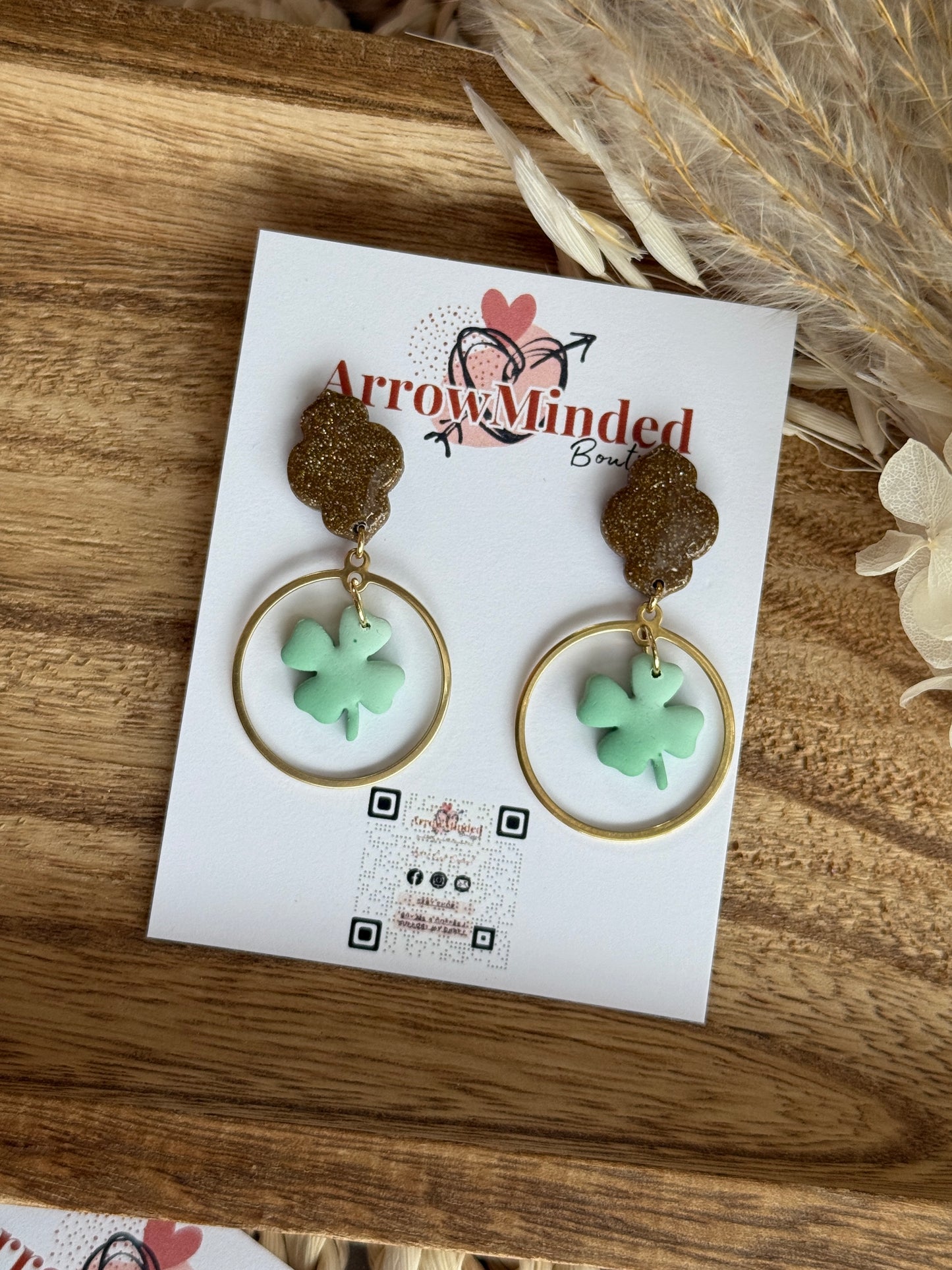 Handmade St. Patrick's Day Inspired Marquis Clover Dangles