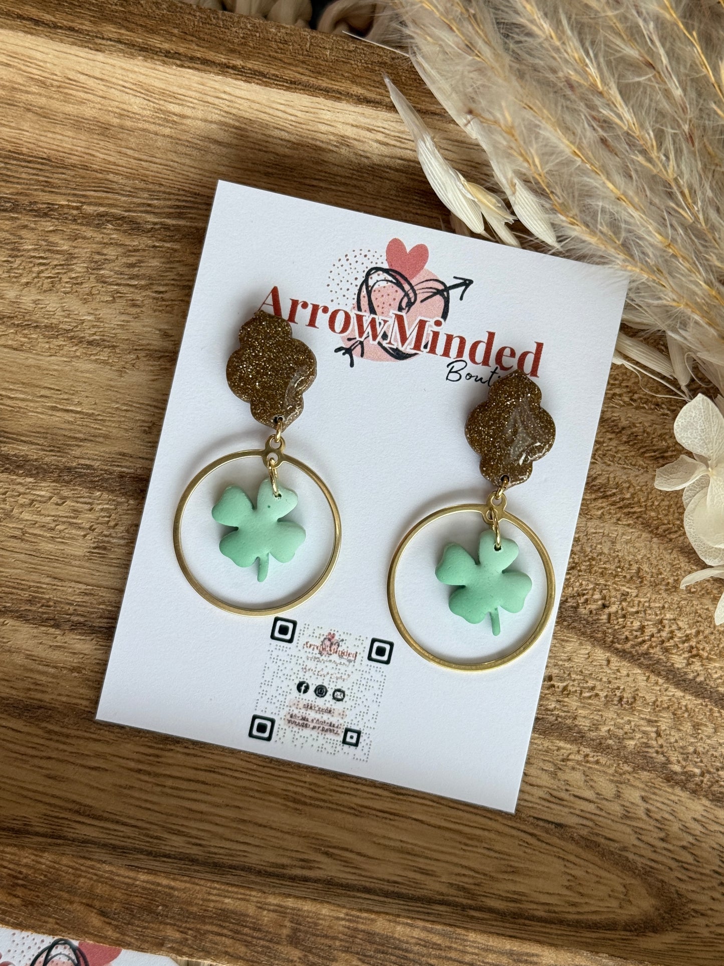 Handmade St. Patrick's Day Inspired Marquis Clover Dangles