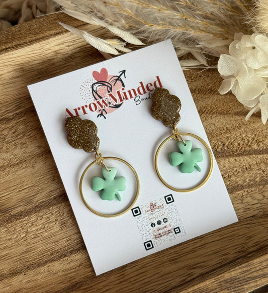 Handmade St. Patrick's Day Inspired Marquis Clover Dangles