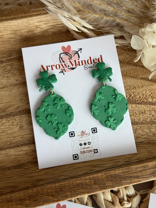 Handmade St. Patrick's Day Inspired Clover Marquis Dangles