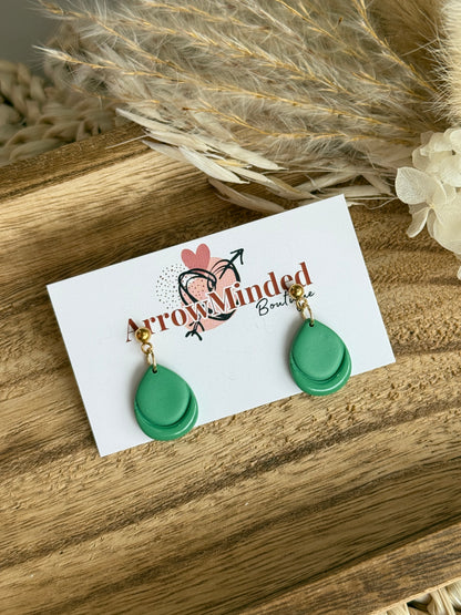 Handmade Green and Gold Teardrop Earrings