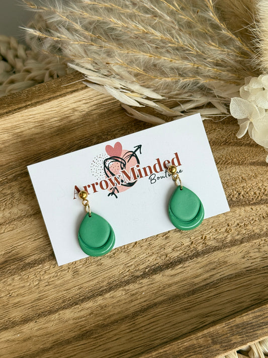 Handmade Green and Gold Teardrop Earrings