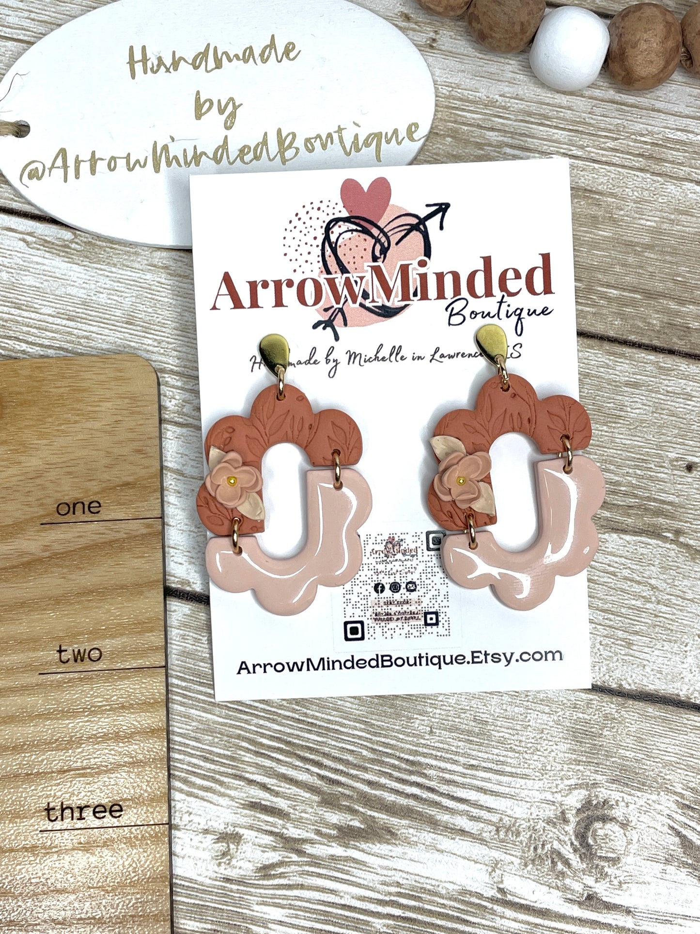 Handmade Floral Scalloped Earrings