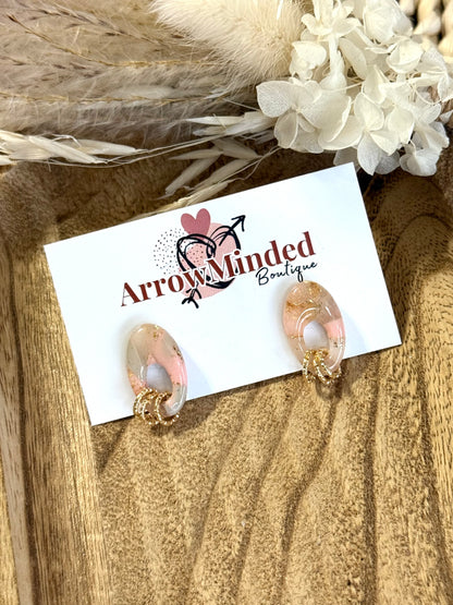 Handmade Pastel Petal's Peach & Gold Studs