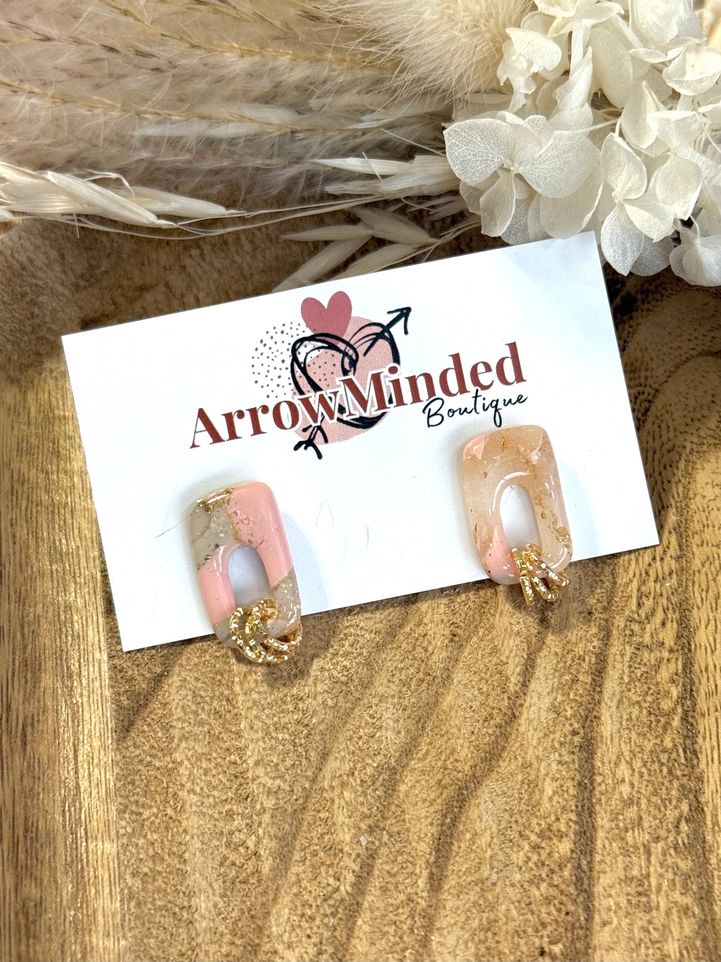 Handmade Pastel Petal's Peach & Gold Studs