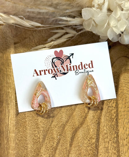 Handmade Pastel Petal's Peach & Gold Studs