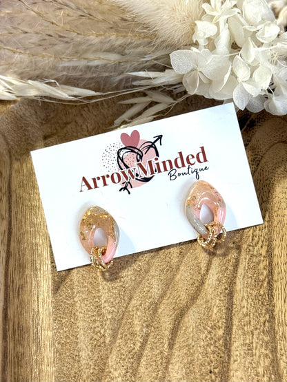 Handmade Pastel Petal's Peach & Gold Studs
