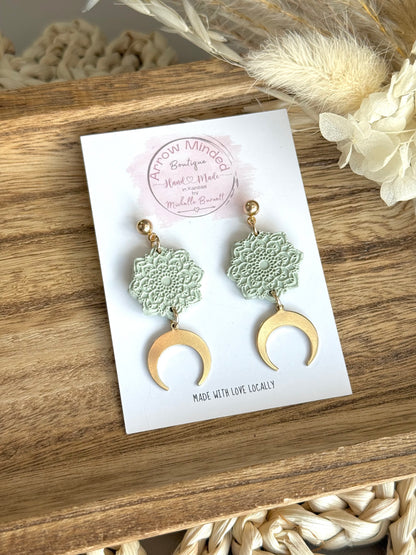 Handmade Lunar Mandala Earrings