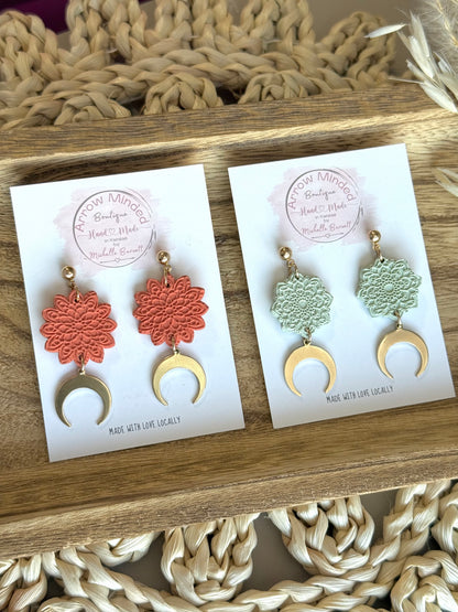 Handmade Lunar Mandala Earrings