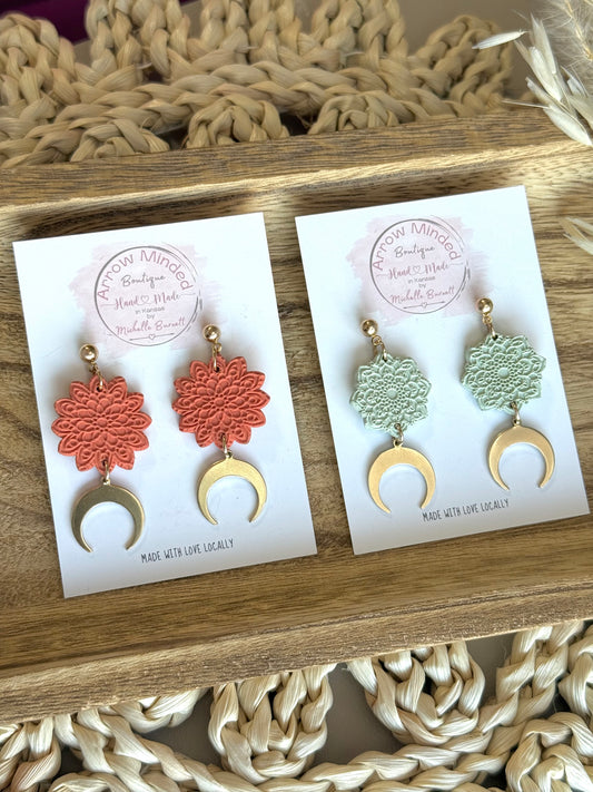 Handmade Lunar Mandala Earrings