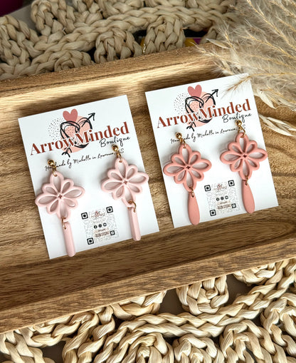 Handmade Blush & Terra Floral Earrings