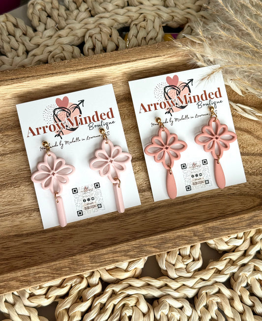 Handmade Blush & Terra Floral Earrings