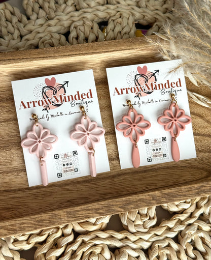 Handmade Blush & Terra Floral Earrings