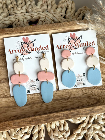 Handmade Clay & Bloom Pebble Earrings