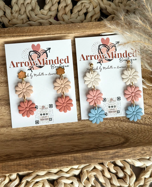 Handmade Clay & Bloom Flower Earrings