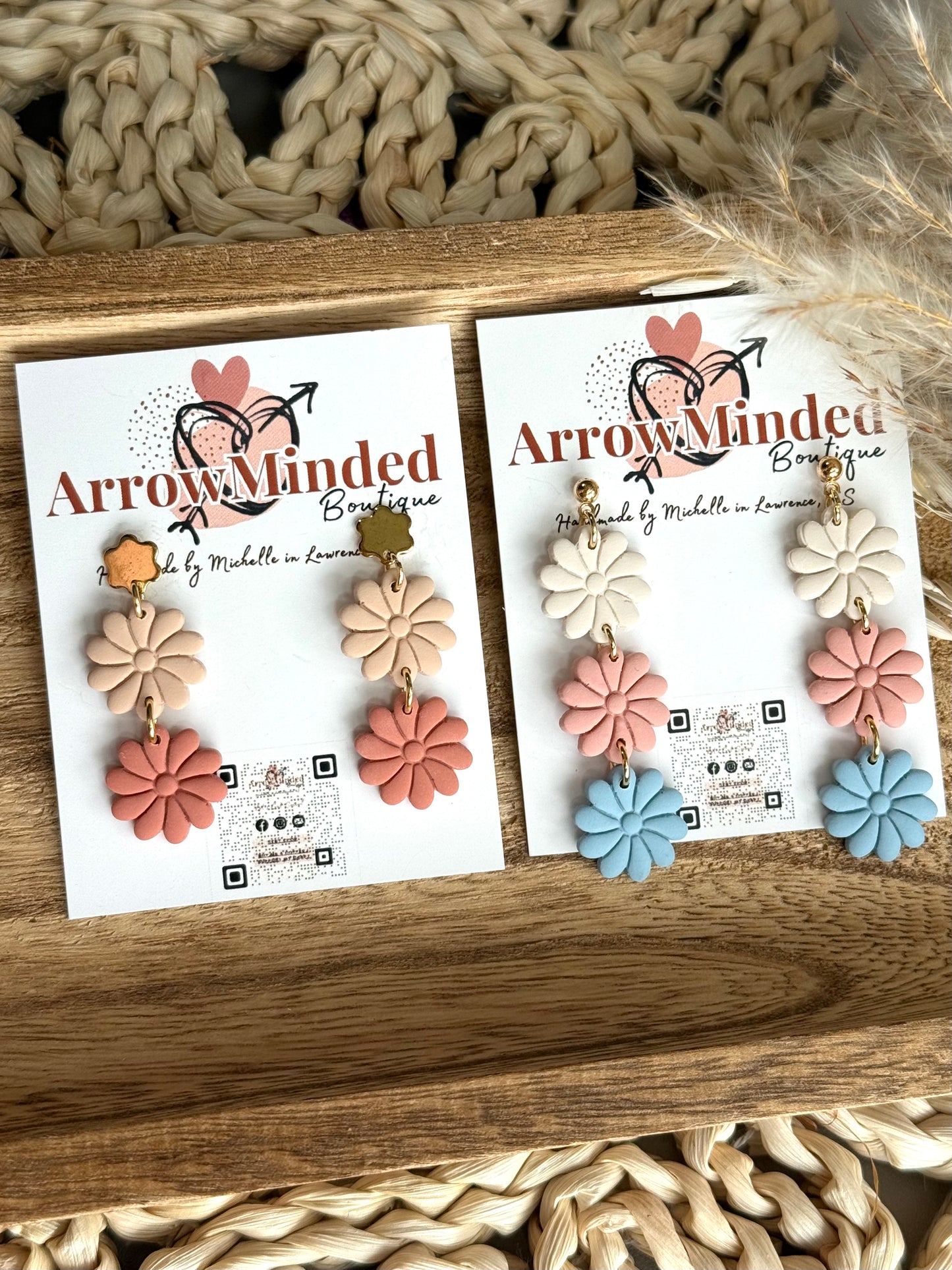 Handmade Clay & Bloom Flower Earrings