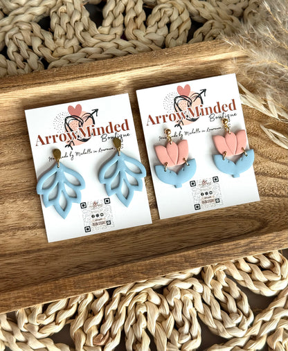 Handmade Clay & Bloom Tulip Earrings