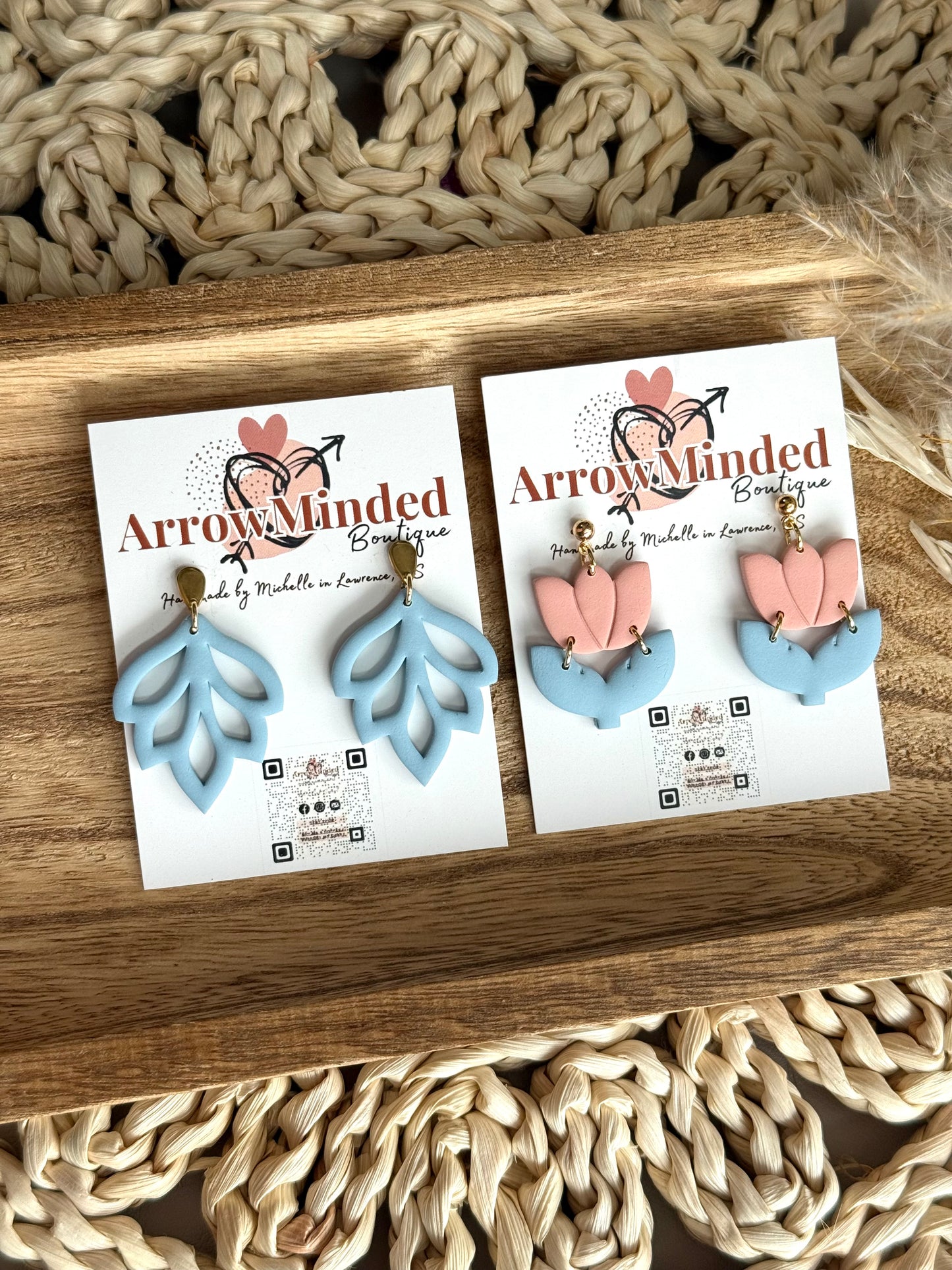 Handmade Clay & Bloom Tulip Earrings
