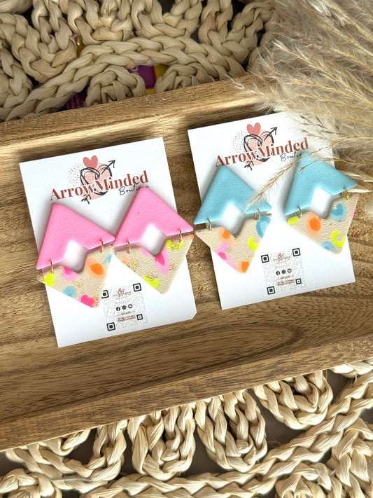 Handmade Neon & Neutral Chevron Earrings