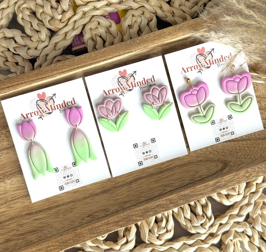 Handmade Neon & Neutral Tulip Bloom Earrings