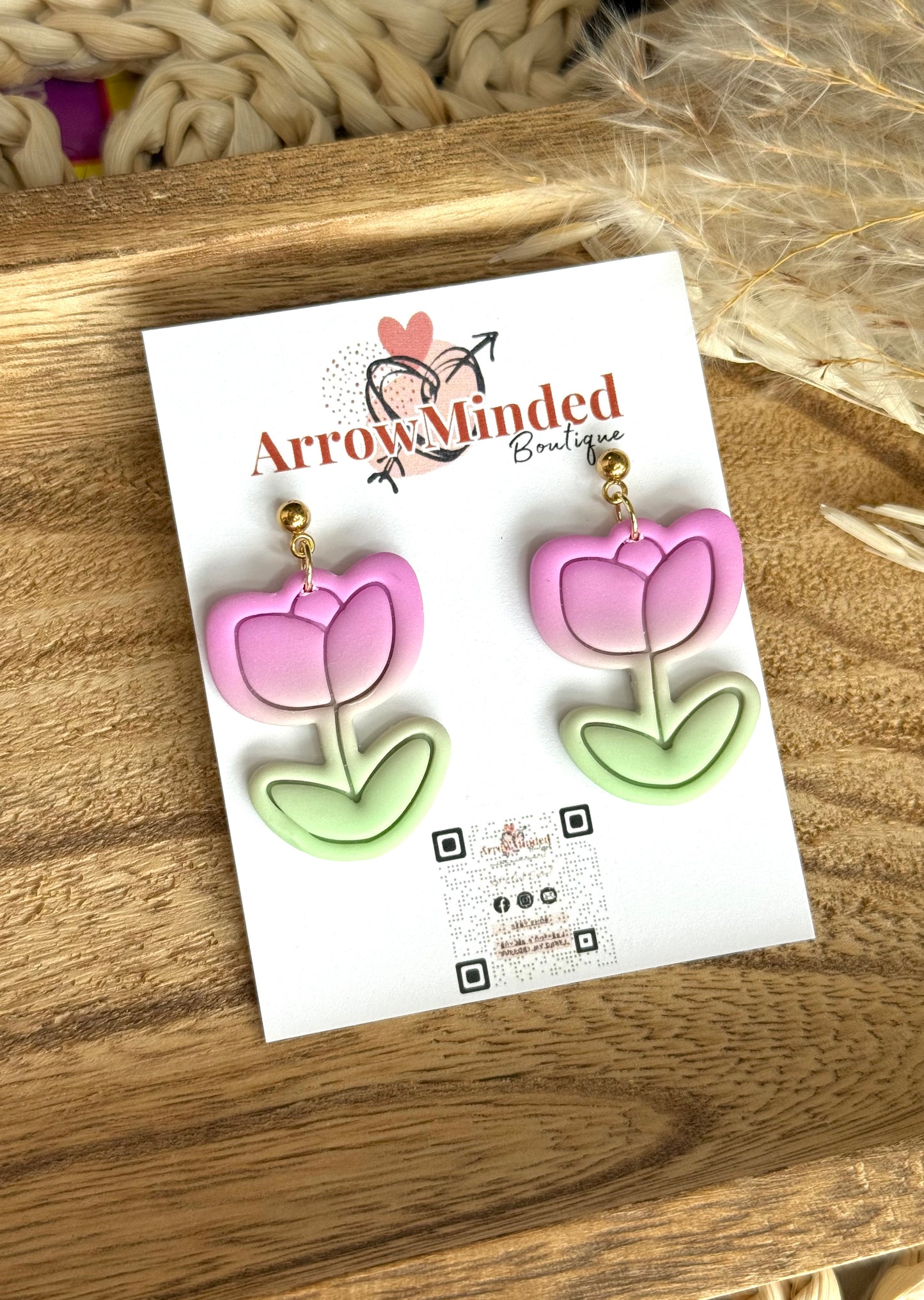 Handmade Neon & Neutral Tulip Bloom Earrings