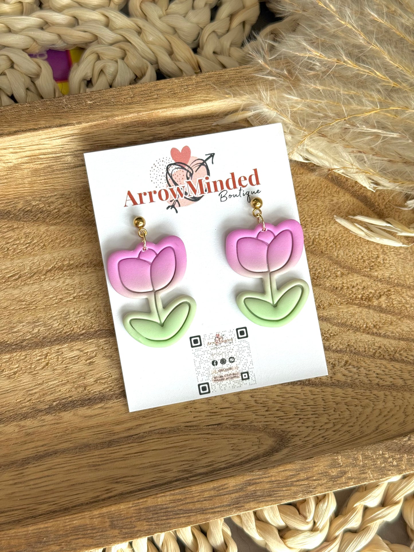 Handmade Neon & Neutral Tulip Bloom Earrings