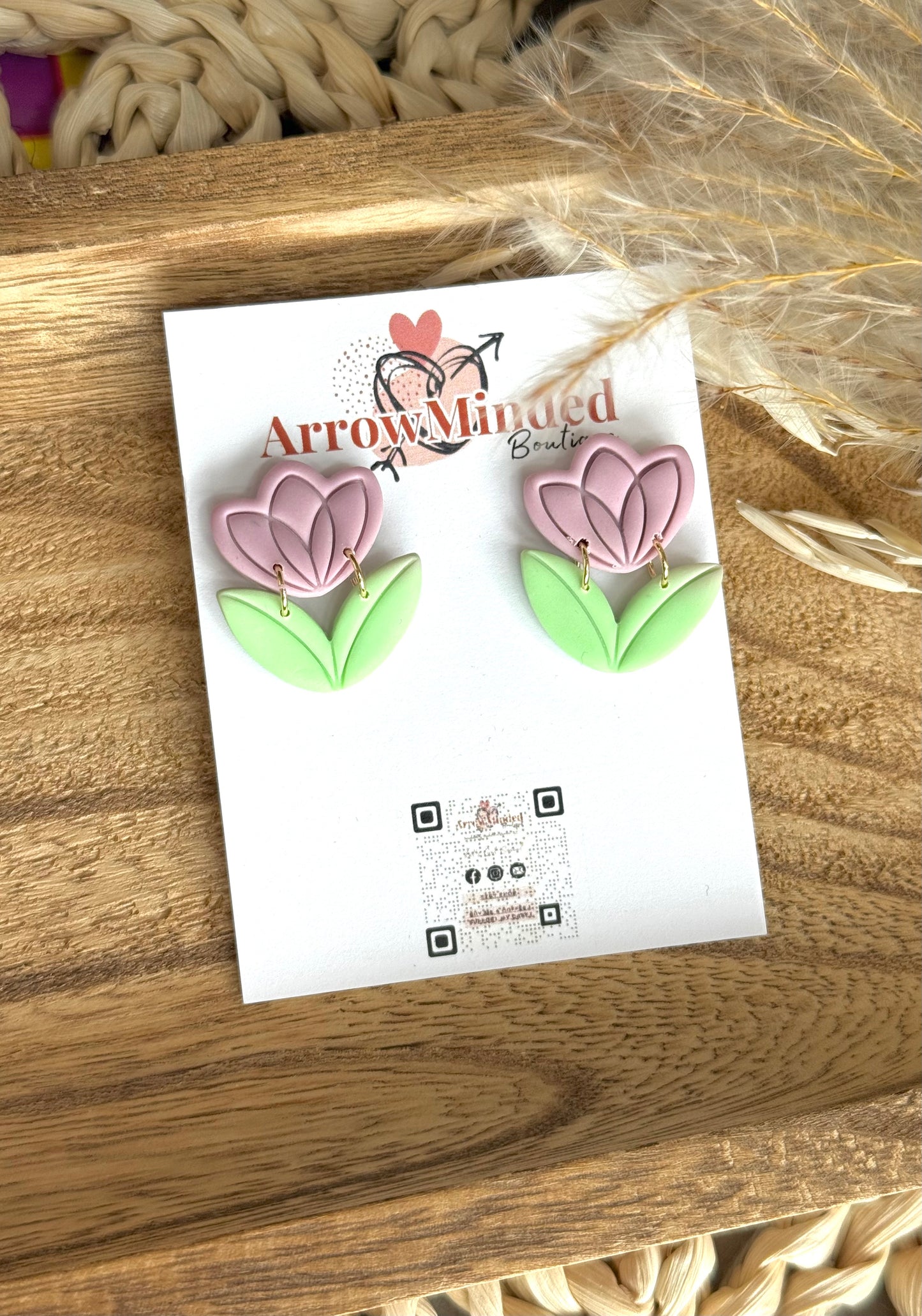 Handmade Neon & Neutral Tulip Bloom Earrings