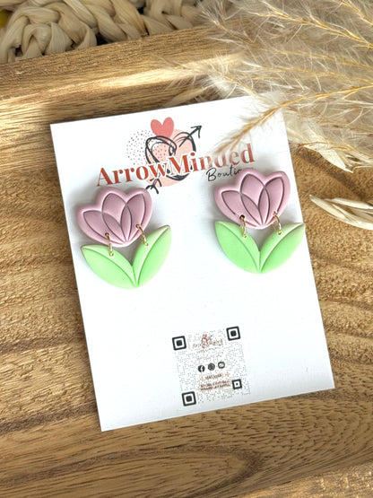 Handmade Neon & Neutral Tulip Bloom Earrings