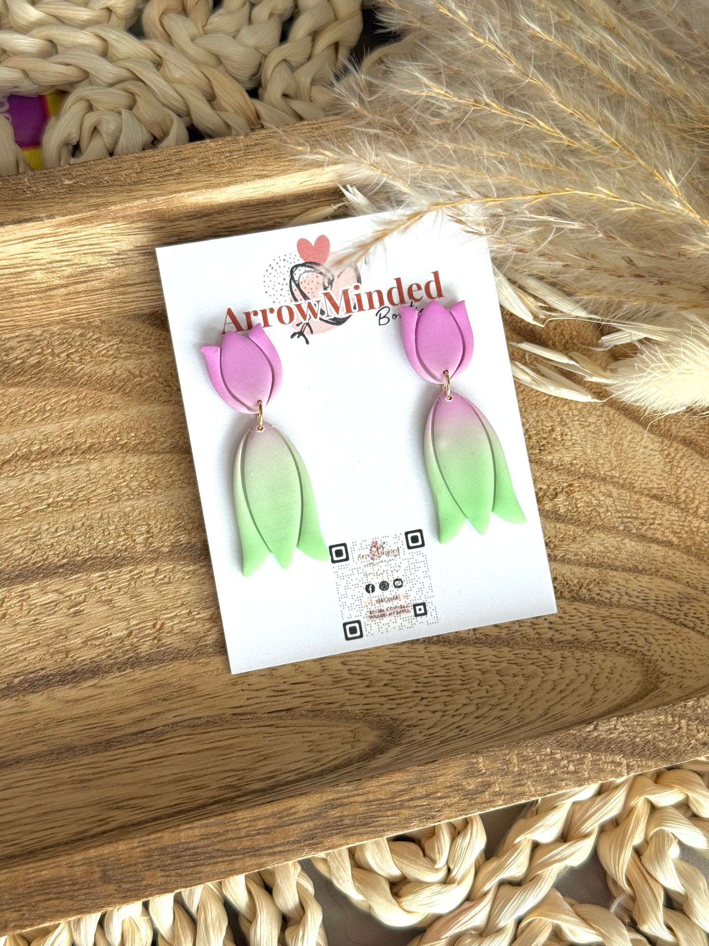 Handmade Neon & Neutral Tulip Bloom Earrings