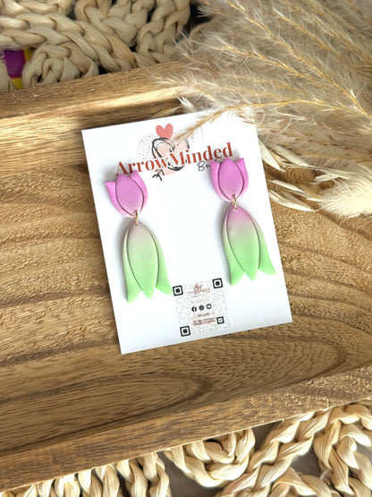 Handmade Neon & Neutral Tulip Bloom Earrings
