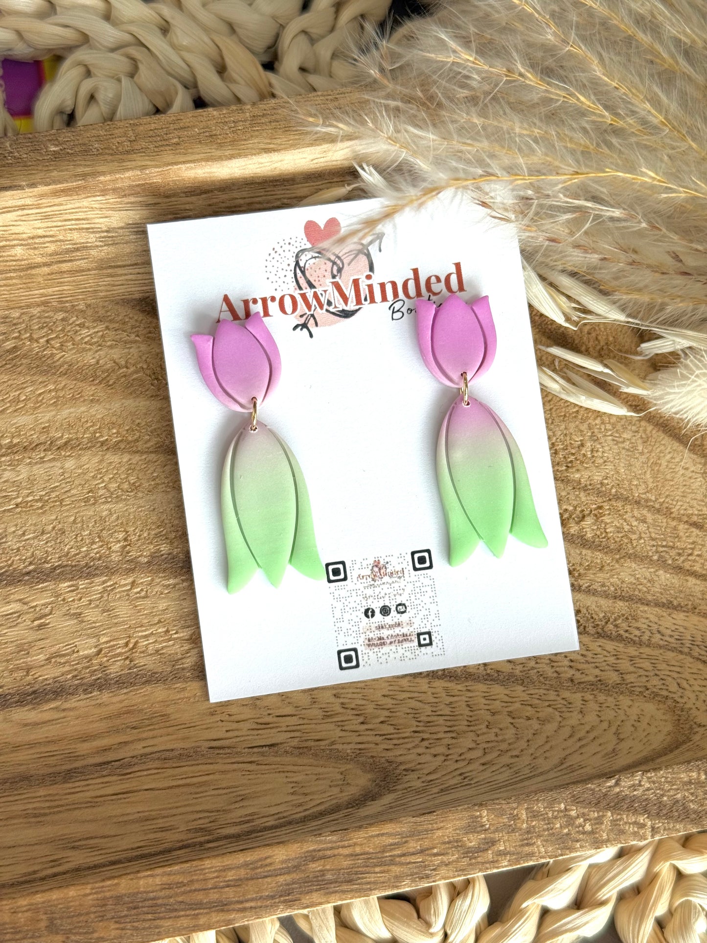 Handmade Neon & Neutral Tulip Bloom Earrings