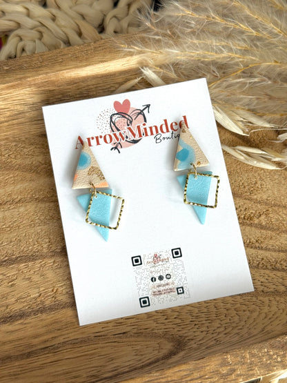 Handmade Neon & Neutral Triangle Earrings