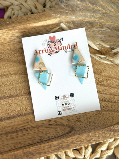 Handmade Neon & Neutral Triangle Earrings