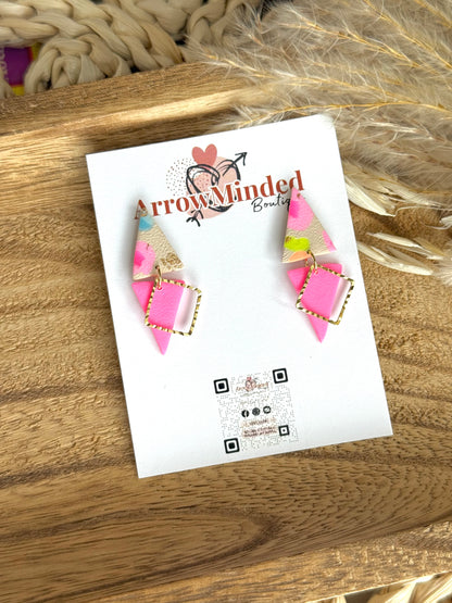 Handmade Neon & Neutral Triangle Earrings