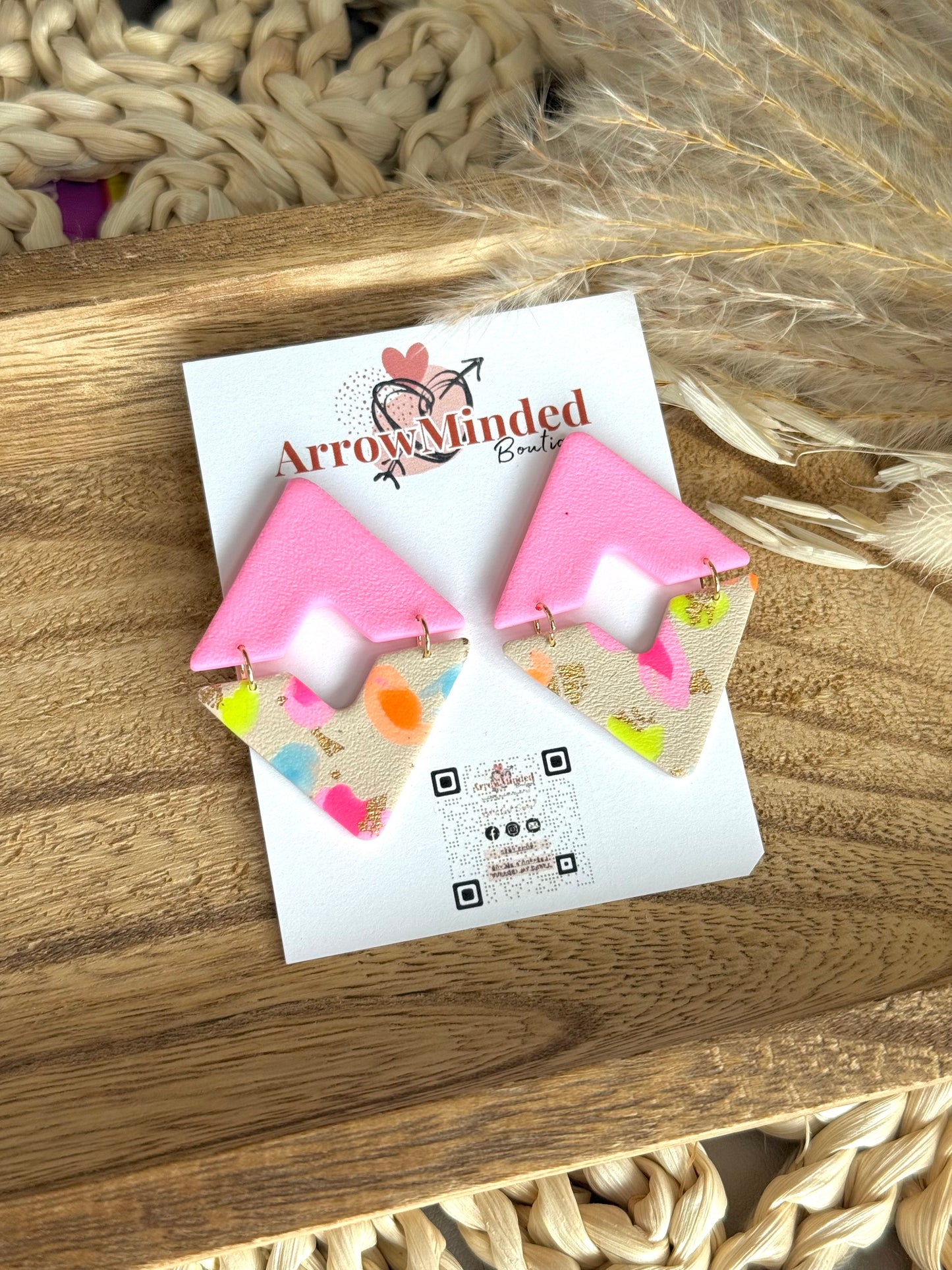 Handmade Neon & Neutral Chevron Earrings