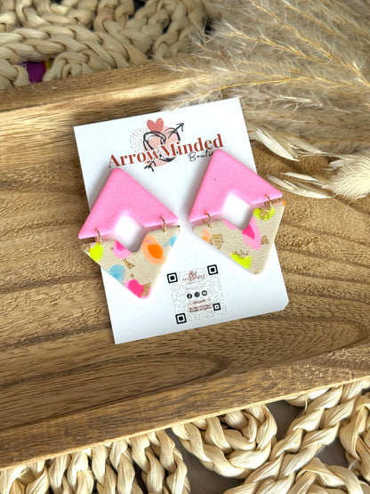 Handmade Neon & Neutral Chevron Earrings