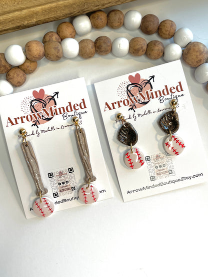 Handmade Baseball Dangle Earrings